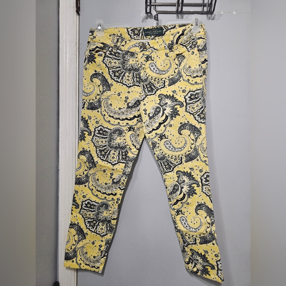 Yellow Paisley Print Pants Ralph Lauren